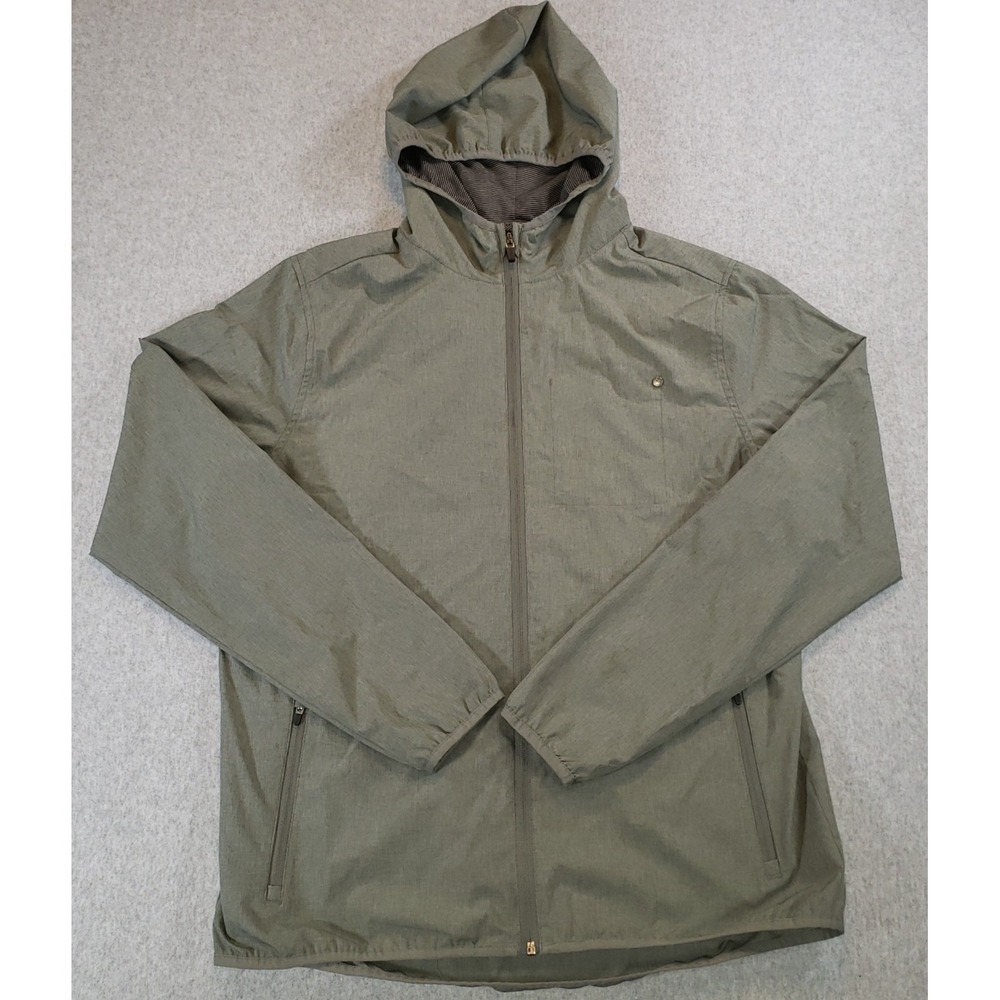 Vuori Outdoor Trainer Shell Jacket Mens Green Size L Hooded Lightweight V512